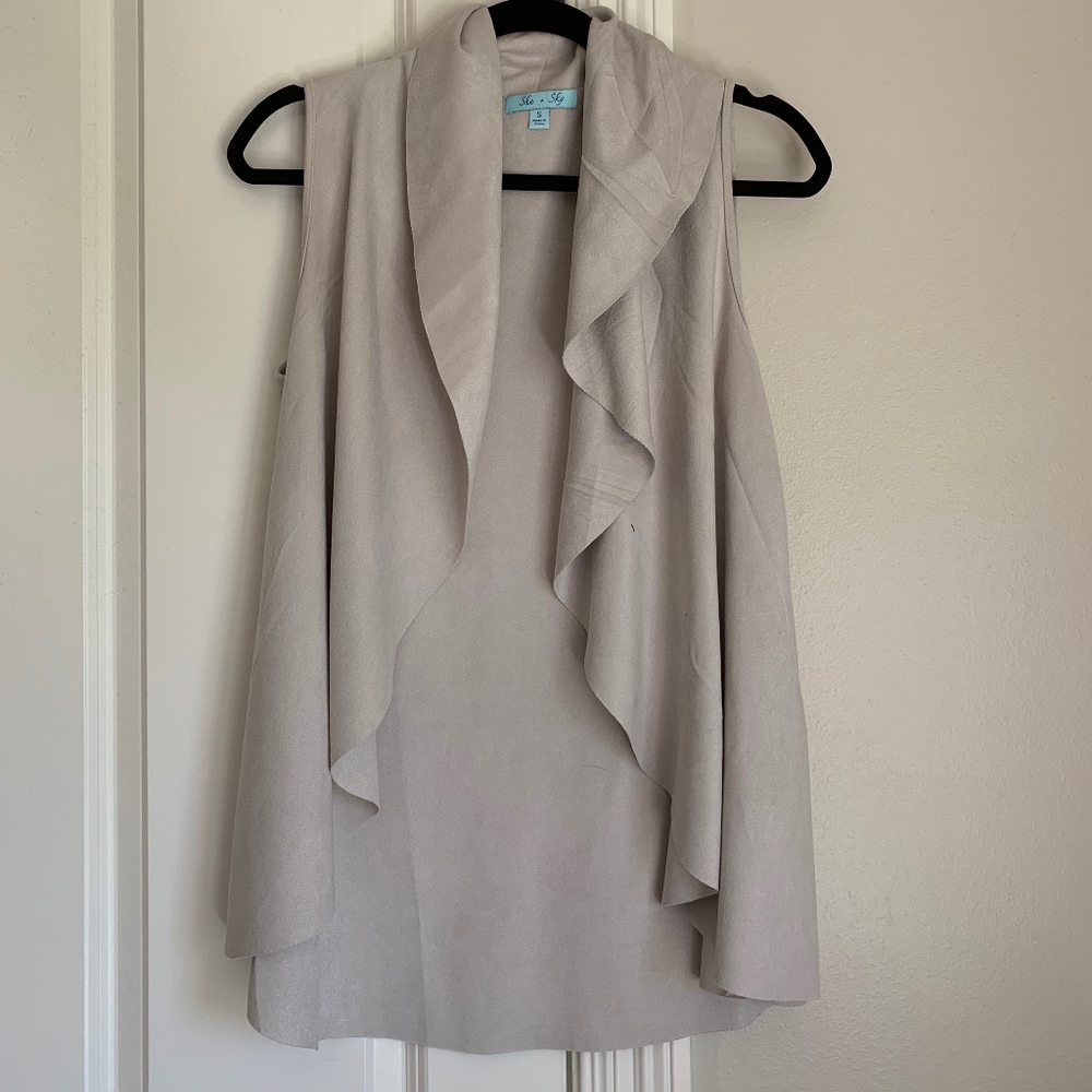 Soft grey suede short duster